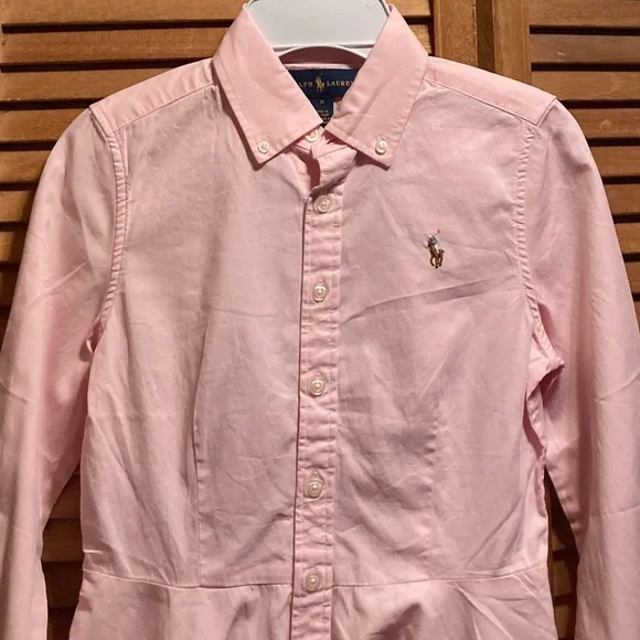 Ralph Lauren Pink Buttoned Collar Shirt Dress - Picture 2 of 13